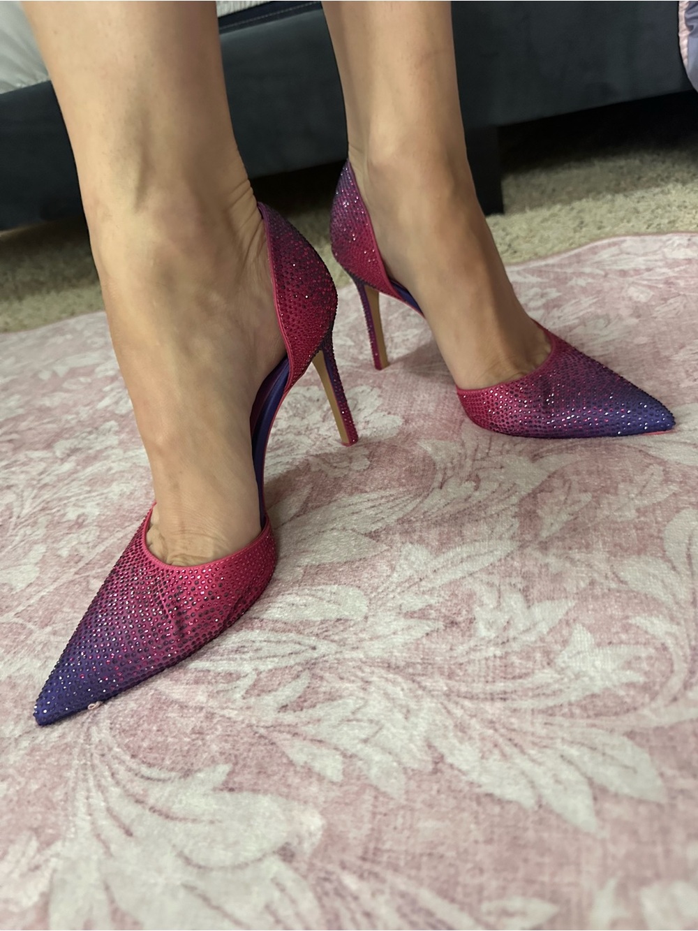 Gianni Bini Pink to Purple Ombre Crystal Pointed-Toe Stiletto Pumps - Picture 2 of 5